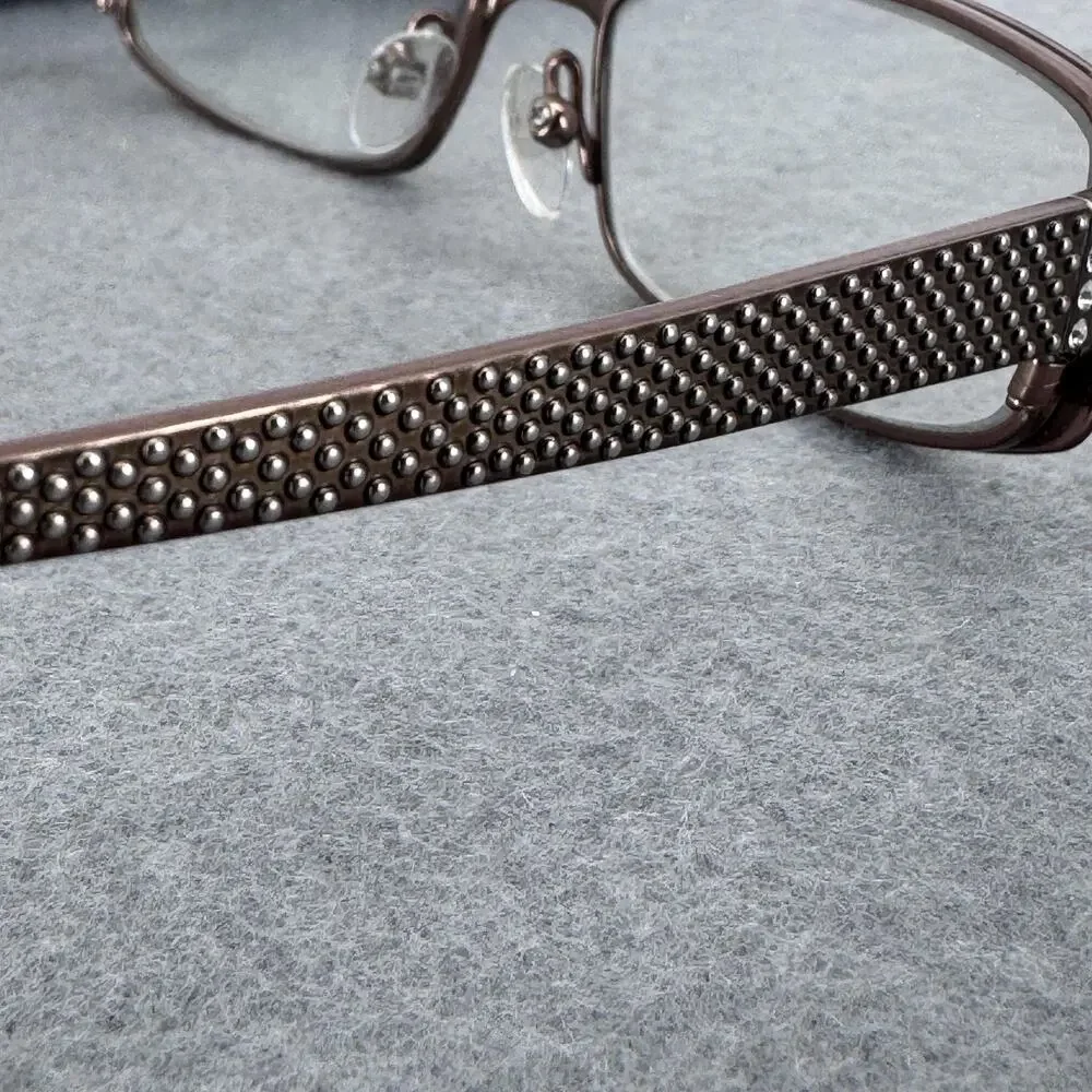 Jill‎ Stuart Eyeglasses Womens Brown Studded Rectangle JS005-1 50-17-135 w/ Case